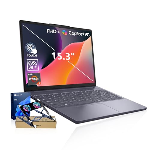 Image of Lenovo IdeaPad Slim 3 15.3 inch FHD+ Touchscreen Laptop, Gen AMD Ryzen 7 170(>i5-13420H), Radeon 680M Graphics, 32GB DDR5, 1TB SSD, Wi-Fi 6, Numeric Keypad, Windows 11Pro, Grey, w /PCO Cooler