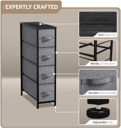 Sorbus 4-Drawer Narrow Dresser for Bedroom (Black/Charcoal) - image 3