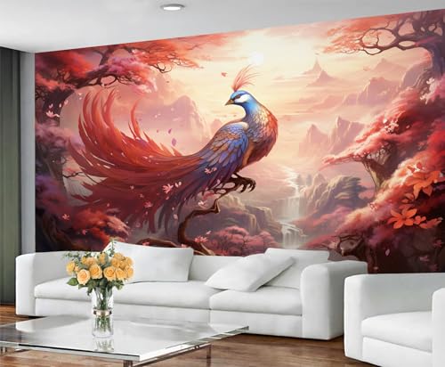Papier peint phénix pour rénover un mur de salon facilement - 5