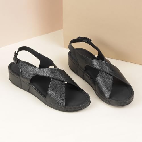 Image of Mochi Women Synthetic Leather Cross-Strap Comfort Sandal