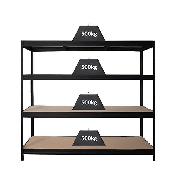 Certeo Stabiles Schwerlastregal | Tragkraft bis zu 500 kg pro Fachboden | HxBxT 1770 x 2000 x 450 mm | Kellerregal…