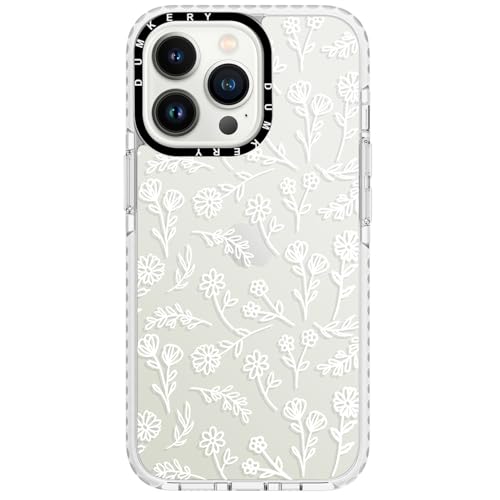 Dumkery Cute White Flowers Case Compatible with iPhone 13 Pro Max Clear Case, Floral Aesthetic Pattern, Soft TPU Full Body Protection Shockproof Slim Cases Cover for Girls Women