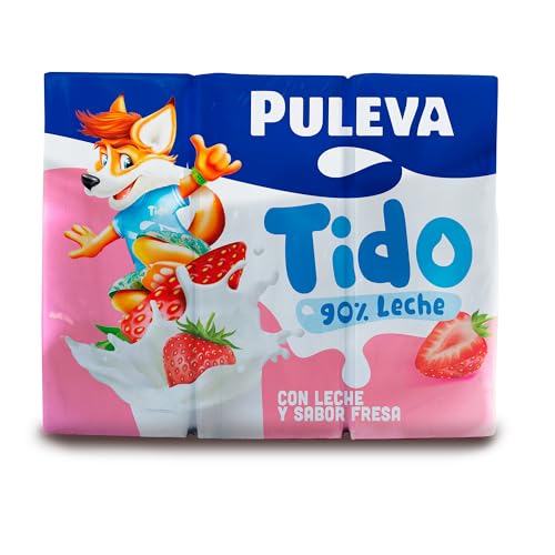 Puleva - Batido Puleva Fresa, 90 % Leche, Sin Azúcar Añadido, Calcio y Vitamina D, Rico en Proteínas, Calcio y Vitamina D, Ideal para Niños y Familias, Pack 6 x 200 ml