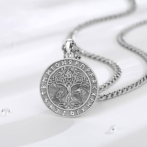 INFUSEU 925 Sterling Silver Compass Viking Necklaces for Men Women3
