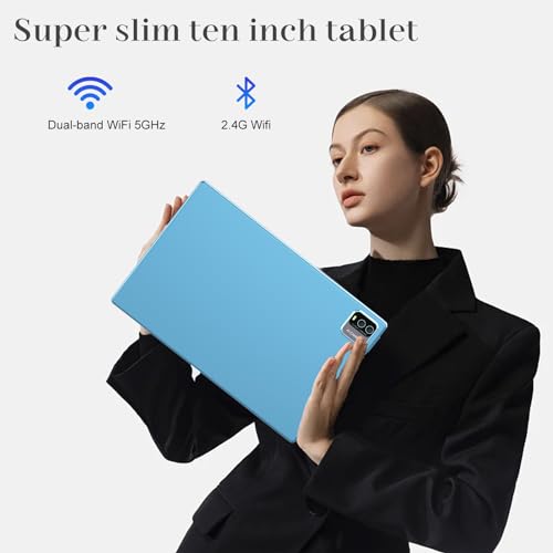Image of IWEGGO - Android 14 tablet, 10 inch, 8GB RAM+64GB ROM+1TB expandable, 1.8GHz quad-core processor, 2 in 1 tablets with keyboard case and stylus pen, 5G Wifi6, camera