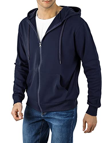 Ohoo Mens Slim Fit Lightweight Zip Up Hoodie Long Sleeve Full-Zip Hooded Sweatshirt with 3-Piece Fabric Panel Hood3