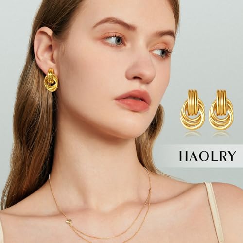 Trendy Chunky Knot Earrings for Women Statement Gold Drop Hoop Chunky Hoop Earrings Hypoallergenic Fashion Jewelry Gifts4