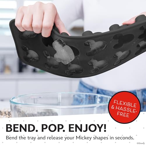 Image of Disney Mickey Silicone Ice Cube Tray, 2-Pack 5 inchx12.5 inch, BPA-Free | Flexible design pops character-shaped cubes out easily, dishwasher safe, doubles for chocolate and gummies, makes 24 molds