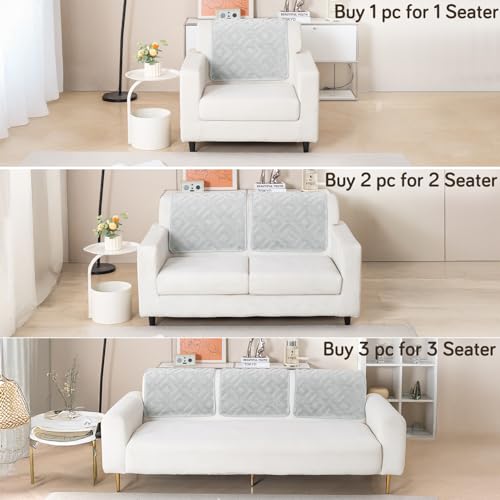 Image of HOKIPO 'Velvet Maze' Premium Sofa Backrest Cover Mat 55x80 cm with Anti-Slip Backing | 1 Pc - Light Grey (AR-6279-LGRY)