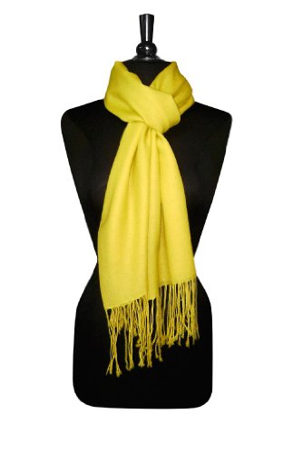 100% Wool Pashmina Solid Scarf YELLOW Color Womens Shawl Wrap Scarves2