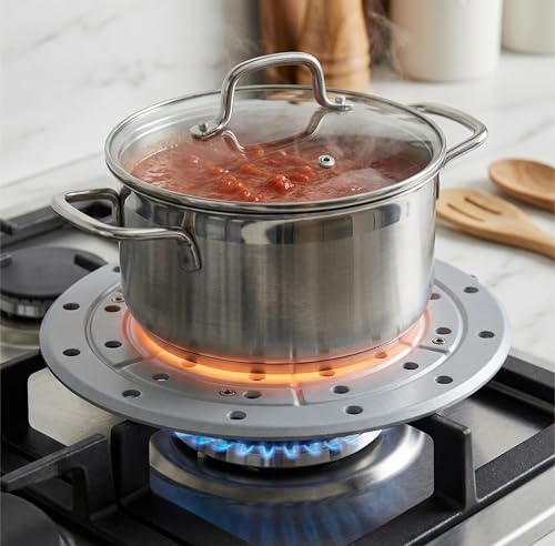 TUKA Placa Térmica de Acero para Estufas de Gas, Accesorios Cocina, Distribuidor de Llama, Ahorro y Mejor Cocción, Camping Portátil, Diámetro 20cm, Color Gris, Cubre Encimera - imagen 7