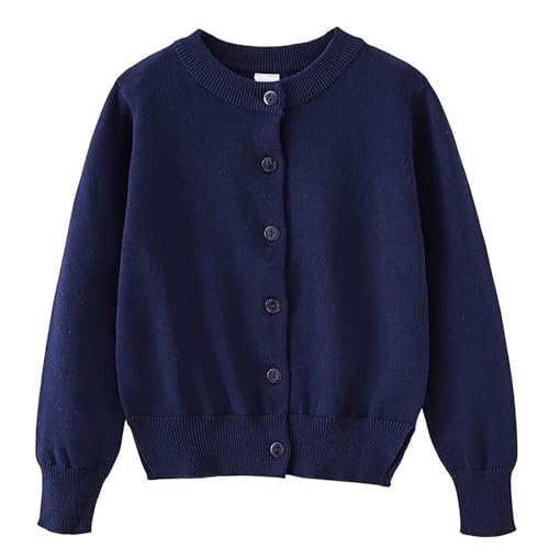 Girls Cardigan Sweater Cotton Girls Long Sleeve Sweater Crewneck Button Up Knit Sweaters Tops