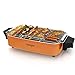 Barbacoa Éléctrica Parrilla Barbacoa Sin Humo de Mesa con Bandeja Recoge Grasa para Exterior Interior, Grill Electrico BBQ Temperatura Ajustable, 1800W - Naranja