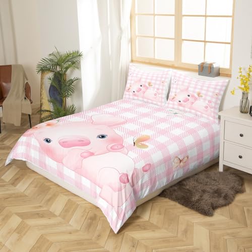Housse de couette fleur florale lit king size rose plaid - 4