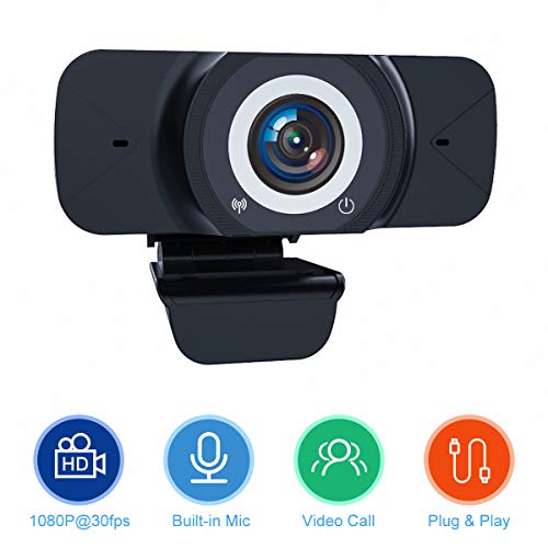 Webcam, 1080P HD Streaming Computer Web Camera with Microphone, 90-Degree Extended View USB