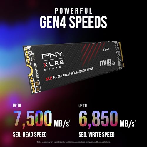 Image of PNY XLR8 Gaming CS3140 2TB PCIe Gen4 SSD - Up to 7500 /6850 MB /s, M.2 2280, 3D NAND - PS5 /PC /Laptop Upgrade for Gamers, Creators, and Heavy-Duty Setups - Internal Solid-State Drive - M280CS3140-2TB-RB