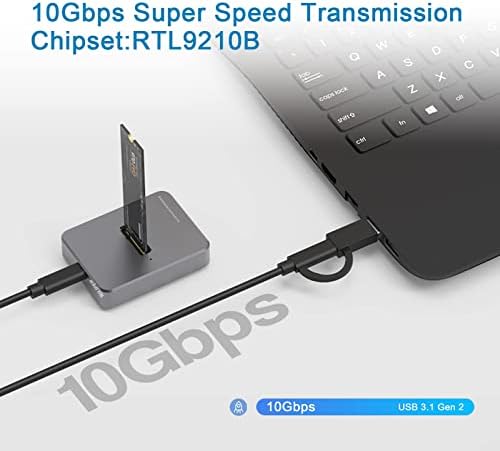 Zoravson USB C M.2 NVME SATA SSD Enclosure Adapter, USB 3.1 Gen 2 10Gbps High Speed M.2 to USB C Data Transfer External Hard Drive Enclosure, Base Case RTL9210B Chips for 2230/2242/2260/2280 SSD