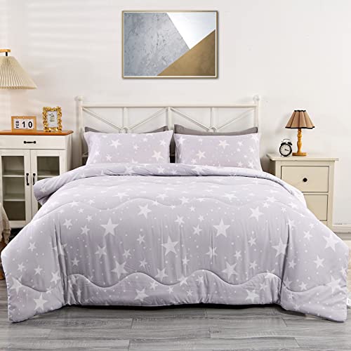 Qucover Edredón Cama 135, Edredón Estampado 200x200 cm con Diseño de Estrellas, Juego de Edredón...