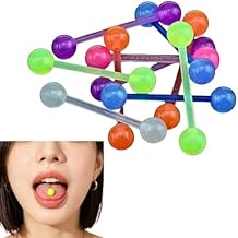 20Pcs Colorful Glow Flexible Silicone Tongue Ring Barbell Body Jewelry, Professional Piercing Set