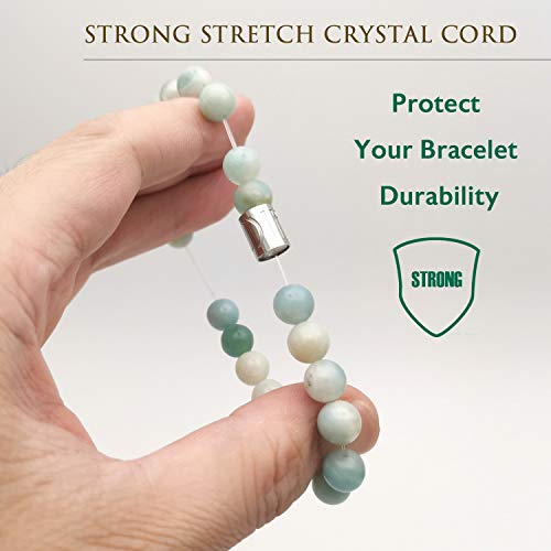 Morchic Amazonite Gemstone Stretch Bracelet For Women Men Unisex, Genuine Natural Energy Stone 8Mm Beads, Classic Simple Design Cuff Birthday Gift 7.5 Inch #TOP3