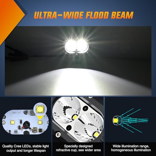 Image of Nilight LED Pod Light 24W 4 Inch 2PCS White Flood Beam Driving Lights LED Pods IP67 Waterproof Auxiliary Offroad Lighting for Truck Tractor SUV ATV UTV Golf Cart Boat Motorcycle Dirt Bike