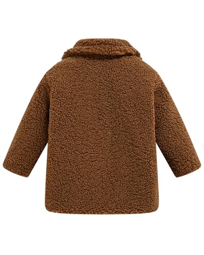 Cromoncent Boys Girls Winter Fashion Faux Fur Coats Long Sleeve Lapel Sherpa Fleece Outerwear Jackets, 2-8 Years2