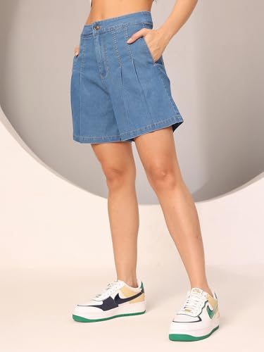 Image of Dolce Crudo Women's Regular High Rise Stretchable Denim Shorts