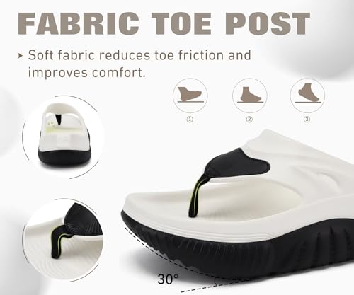 Image of COFACE Men Orthopedic Footbed Flip Flops Fabric Toe Post Beach Sandals Size 7-15