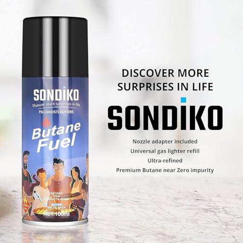 image for Sondiko Butane Refill, Premium Butane Fuel Canister 100ml, Premium Qua