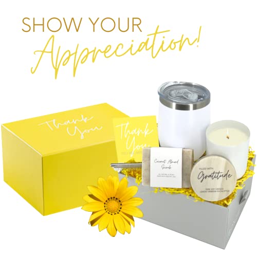 Boxzie Thank You Gifts For Women, Gift Box Set, Basket Ideas - Gratitude Candle & Tumbler - Appreciation Gifts For Coworkers, Boss, Employee, Hostess, Female, Realtor, Work Anniversary, Friend, Nurse #TOP6