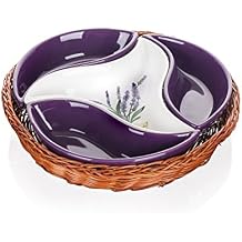 Banquet Lavender Bowl in A Basket, Ceramic, Purple, 24 x 24 x 5.5 cm
