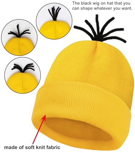 Halloween Costume for Adult Women,Goggles/Yellow Beanie/Blue Dress/Suspenders/Gloves Halloween Costume Accessories4