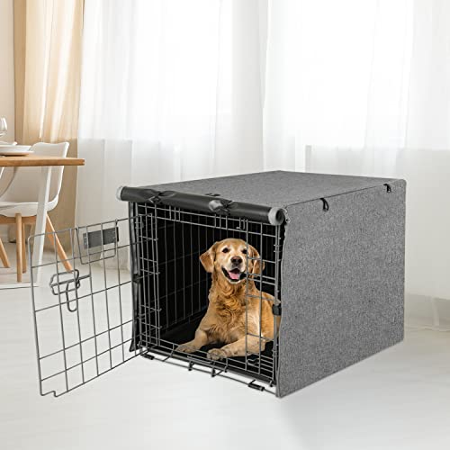 X-Zone Pet Double Door Dog Crate Cover - Polyester Pet Kennel Cover (Fits 24 30 36 42 48 Inches Wire Crate) (42 Inch, Grey) #TOP1