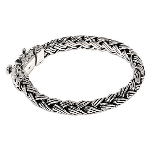 Novica Handmade Men's Sterling Silver Braided Bracelet Chain Indonesia [8.25 In L X 0.3 In W] ' Friendship' #TOP1