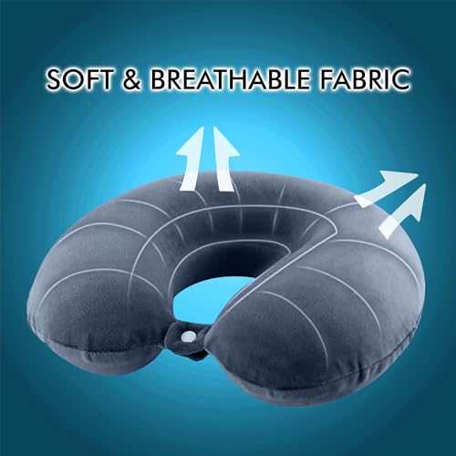 Image of Billebon Premium Neck Pillow Eye Mask Combo Airplane Travel Pillow with Comfortable Velvet Sleeping Eyemask Head Rest Pillow & 30 Years Warranty