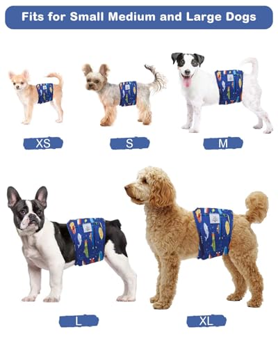 Image of CuteBone Dog Diapers Male 4 Pack Puppy Wraps Reusable Doggie Belly Bands for Male Dogs Small Medium Large