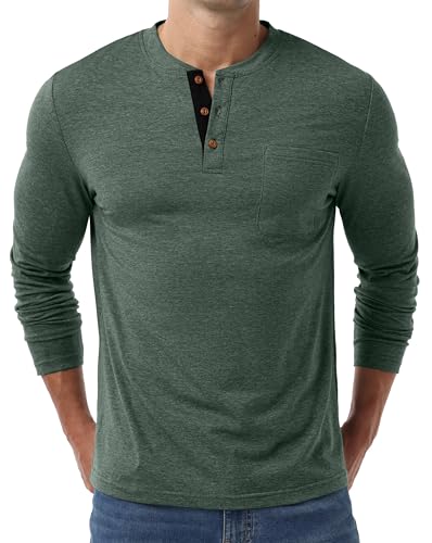 Sailwind Men's Henley Shirts Long Sleeve Cotton Button T-Shirt Casual Stylish Classic Pullover Shirt with Pocket3