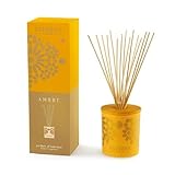 Eseban - Caja perfumada decorativa de ámbar con tallos vegetales sumergidos en una solución perfumada, el ramo perfumará tu hogar durante varias semanas. Varillas de 22 cm + solución perfumada de 100 ml. Colección: ámbar.