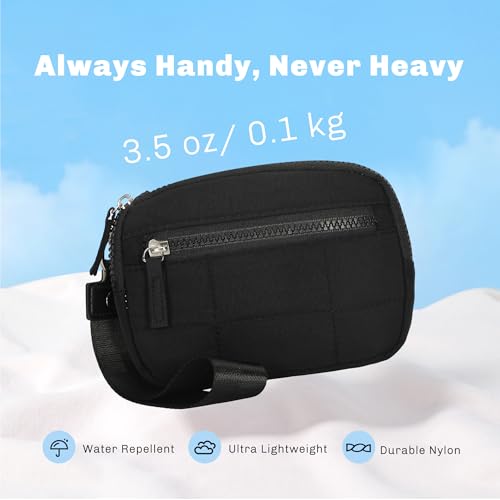 Hynes Eagle Wristlet Wallets for Women Nylon Quilted Puffer Wallet Purse with 3 Zip Pockets for Travel/Daily Black2