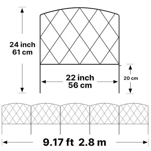 ARIFARO Dekorativer Gartenzaun 60cm H X 56cm B 5 Paneele Kein Graben Tierbarriere-Zaun, Haustierzaun Rostfreies Metallgitter-Panel-Begrenzung für Hunde, (Garden Fence)