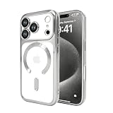 Eisuiyi iPhone 17 Pro 用 クリアソフトケース magesafe対応 メッキ加工 TPU 薄型 カメラレンズ保護 耐衝撃 アイフォン 17プロ 用 透明ケース 6.3インチ シルバー