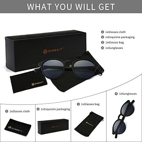 Image of SUNGAIT Classic Round Polarized Sunglasses Retro Vintage Style UV400