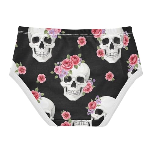 Girls Underwear Toddler 2t Cotton Panties for Girl Flower Underpants Briefs White Skulls Pink Floral Flowers2