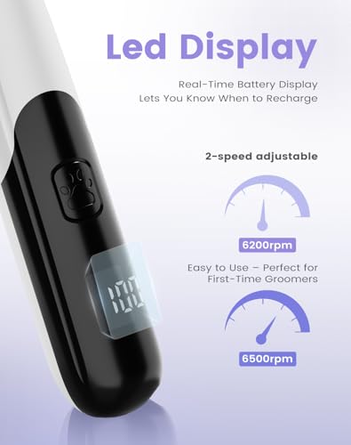 PAPMINI Dog Paw Trimmer with LED Light, 35dB Low Noise Paw Trimmers for Dog's Feet, 2 Speed Safety Electric Dog Clippers for Grooming, Rechargeable Cat Shaver for Paws, Ears, Face, Rump image 7