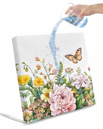 2 Pack Pink Spring Floral Waterproof Cushion Covers with Ties, Outdoor Patio Chaise Lounge Chair Seat Cushion Slip Covers Replacement(Only Cover) Pastoral Flowers Summer Botanical 22