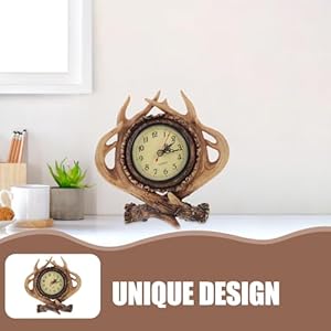 Besportble antler decor deer antler table clock horn clock desk clock decoration wildlife alarm clock decorative alarm clock fashion table clock der alarm clock  urban country home decor
