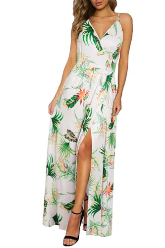 Image of II ININ Women's 2025 Maxi Sundresses Summer Beach Long Wrap V-Neck Floral /Solid Casual Dress for Women