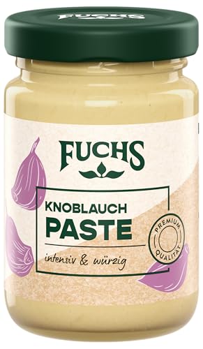 Fuchs Gewürze - Knoblauchpaste | Intensiv-würzige Würzpaste mit natürlichen Zutaten, mit 87% Knoblauch | 100 g in wiederverschließbarem Glas
