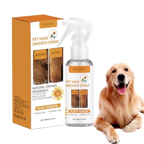 Spray desenredante de pelo de mascotas, removedor de nudos y acondicionador sin enjuague de 100 ml, niebla de aseo para el hogar para cabello enmarañado, enredos difíciles y accesorios para el cuidado