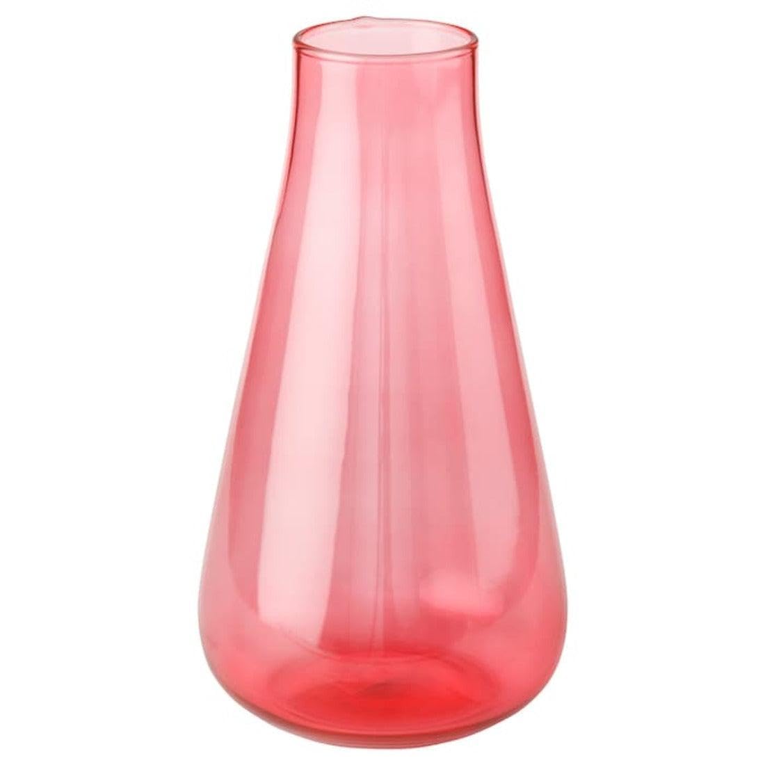IKEA KNASTRIGT Glass Vase, Pink, 23 cm, Round Shape with Grooves-image-43